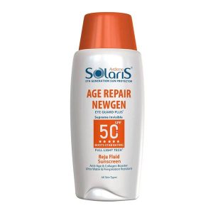 ضدآفتاب فلوئیدی بی رنگ سولاریس Solaris مدل ایج ژن SPF50 میل 100