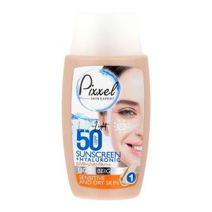 ضدآفتاب بژ روشن Pixxel پیکسل مدل SPF50 پوست خشک تا نرمال