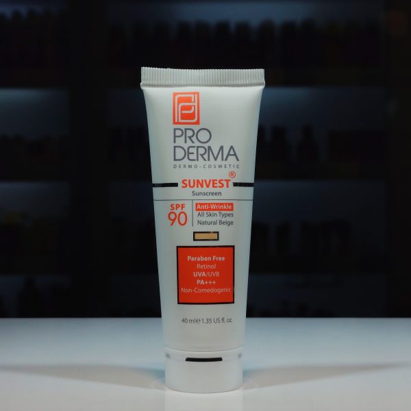 ضد آفتاب بژ طبیعی Proderma پرودرما مدل SPF90 انواع پوست
