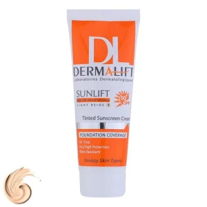 ضدآفتاب بژ روشن Dermalift درمالیفت مدل SPF50 پوست چرب