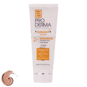 ضدآفتاب کرم پودری بژ روشن Proderma پرودرما مدل SPF40 پوست حساس