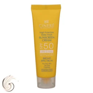 ضدآفتاب فاقد چربی بی رنگ Cinere سینره مدل SPF50 پوست چرب