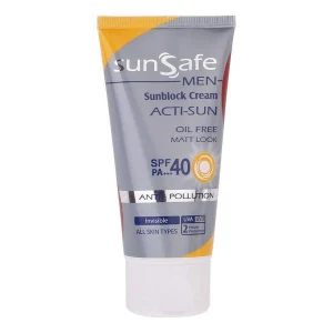 ضد آفتاب Sun safe آقایان بدون رنگ و سفید کنندگی Spf 50